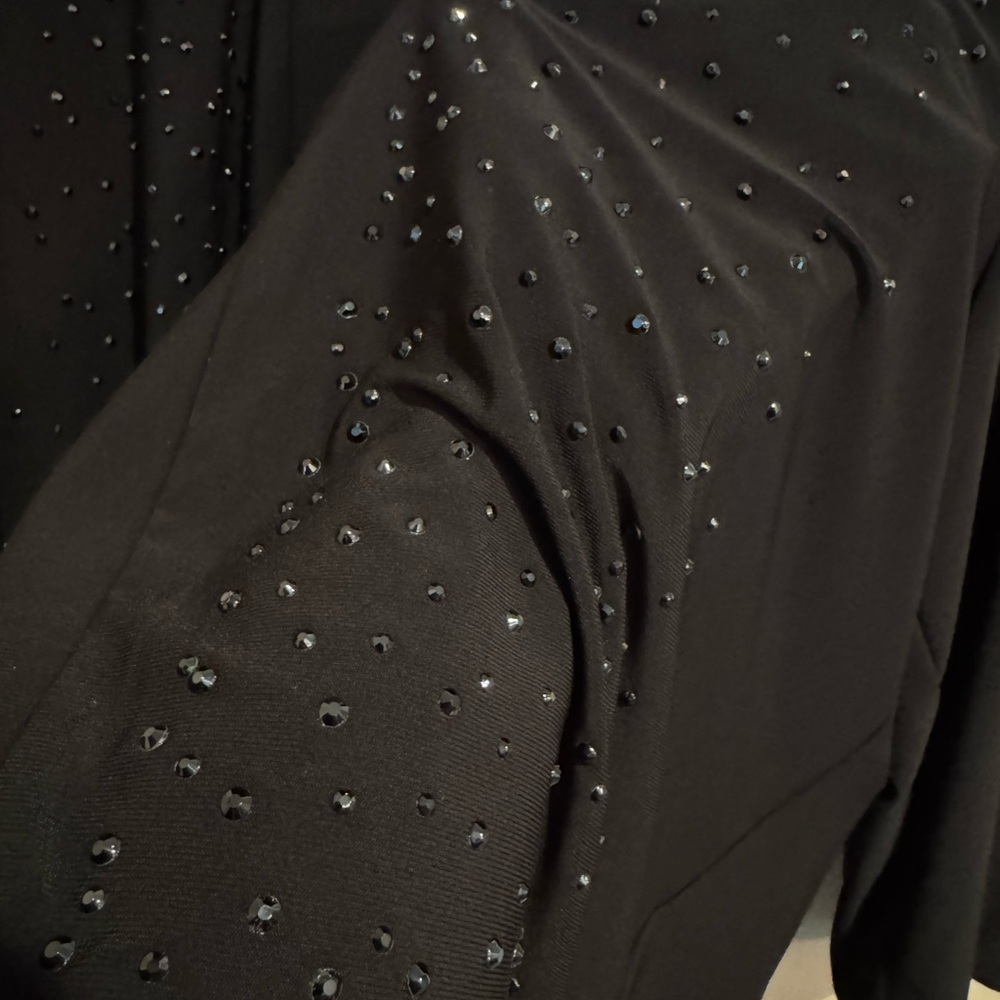 R&M Richards Black Open Cardigan with Black Faceted Sparkly Embellishments USA - Picture 6 of 6